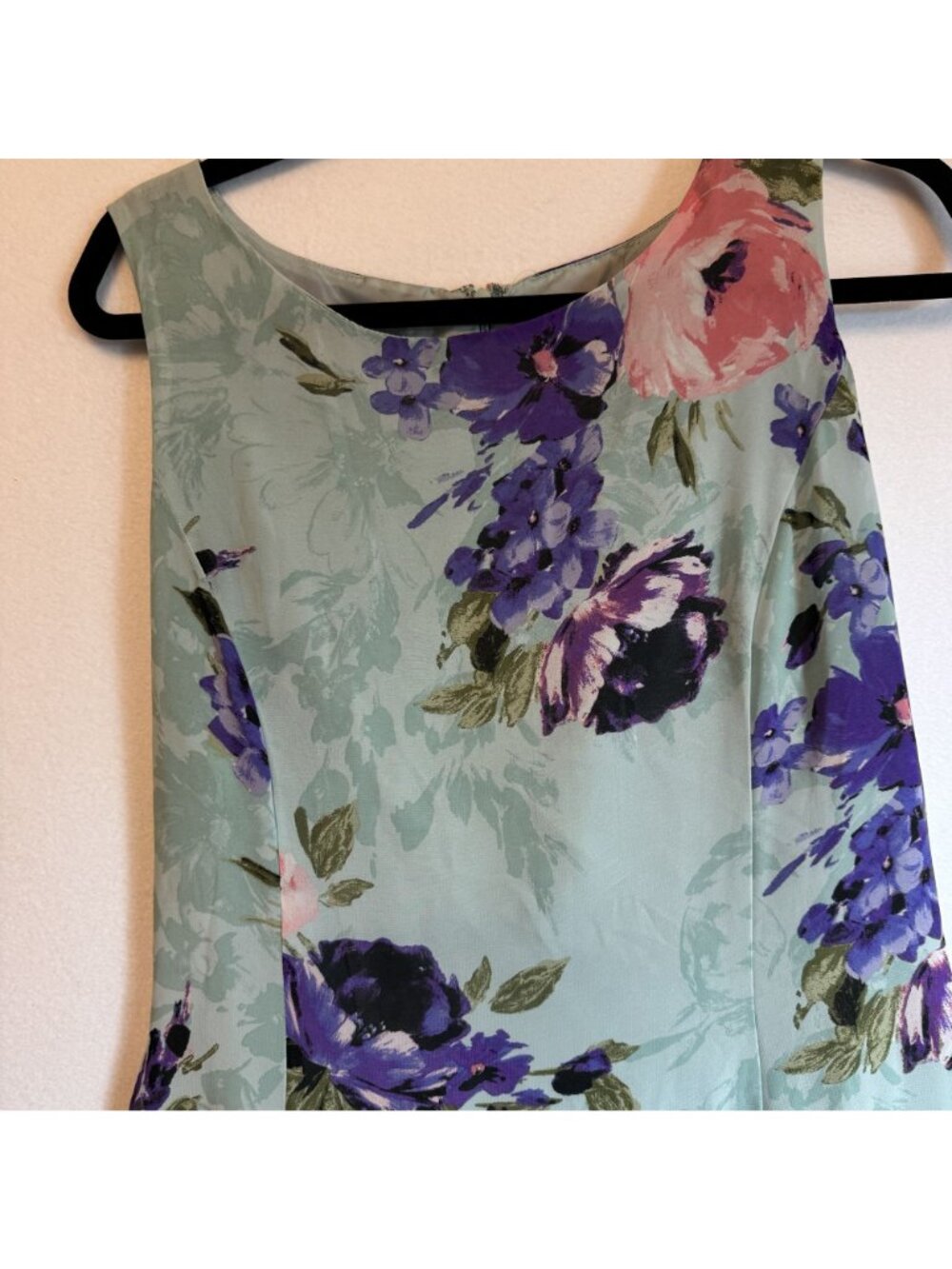Black Label Evan-Picone Sleeveless Fit & Flare Dress Watercolor-Style Floral 12 - Picture 12 of 13